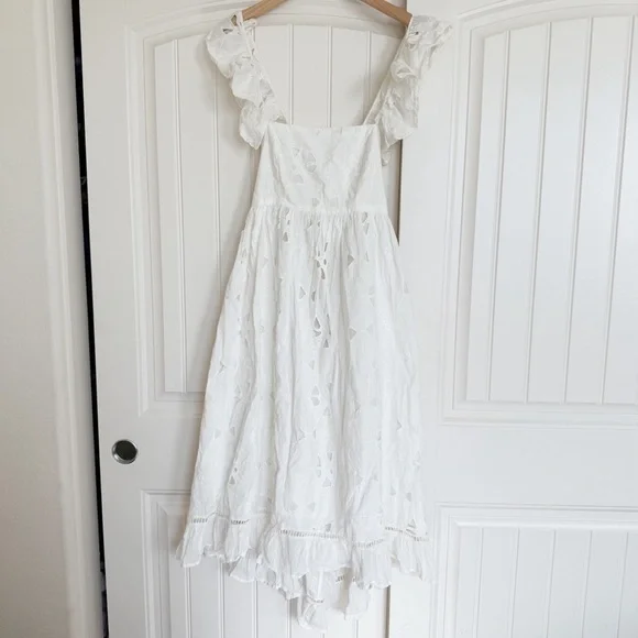 Anthropologie Forever That Girl White Tie-Back Ruffled Eyelet Dress - Picture 5 of 13